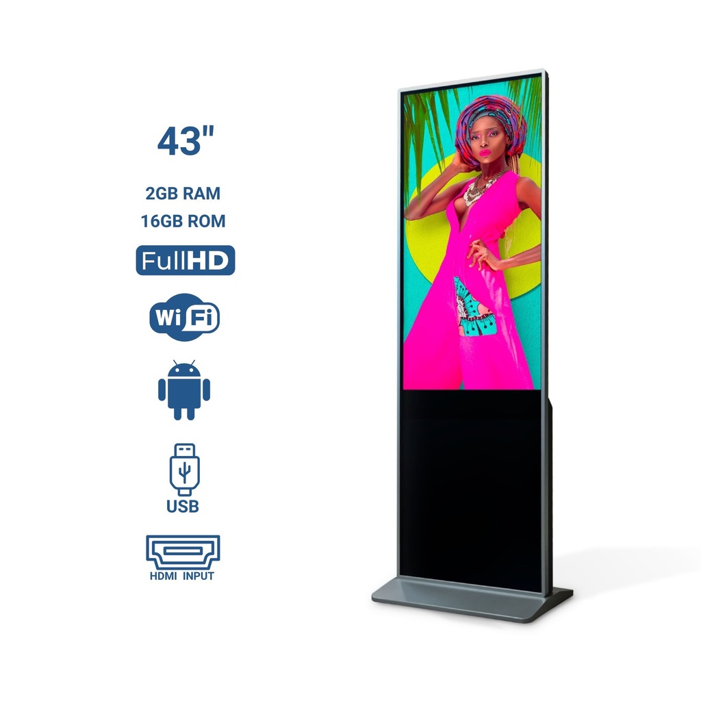 Pantalla publicidad dinámica LCD Full HD de 43" pulgadas Táctil