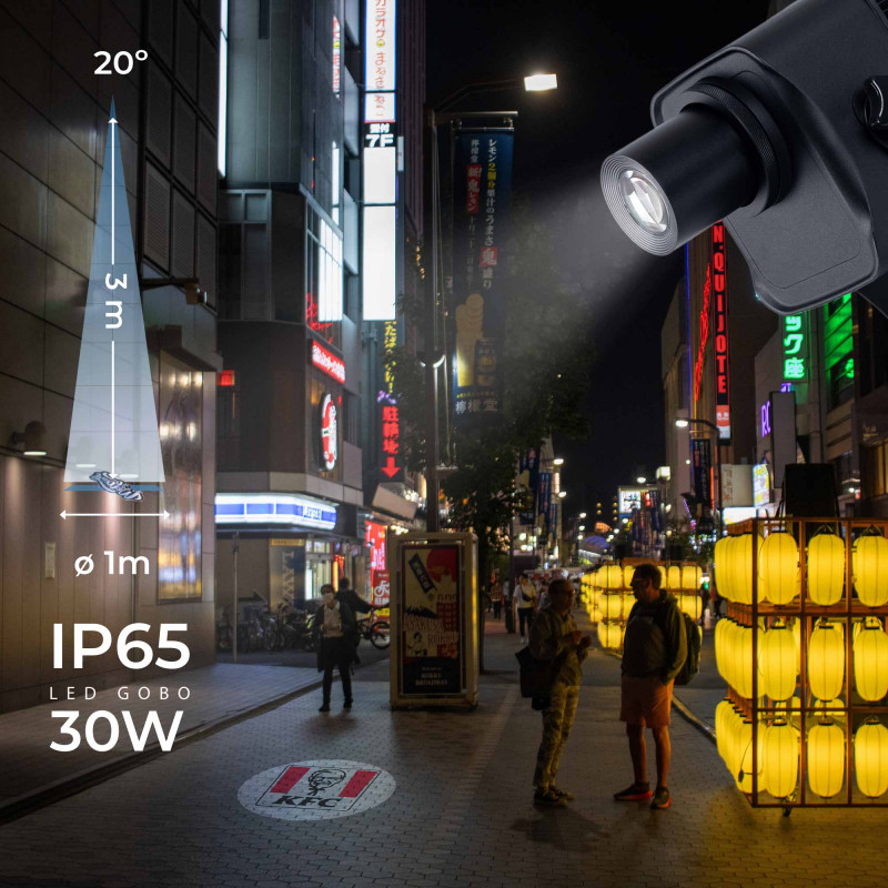 LED GOBO projector 30W outdoor rotating - IP65