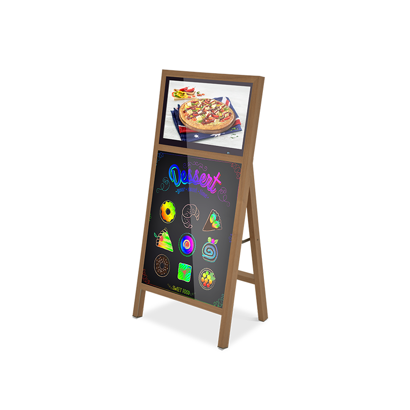 21.5" LCD portable advertising display with whiteboard and battery pack