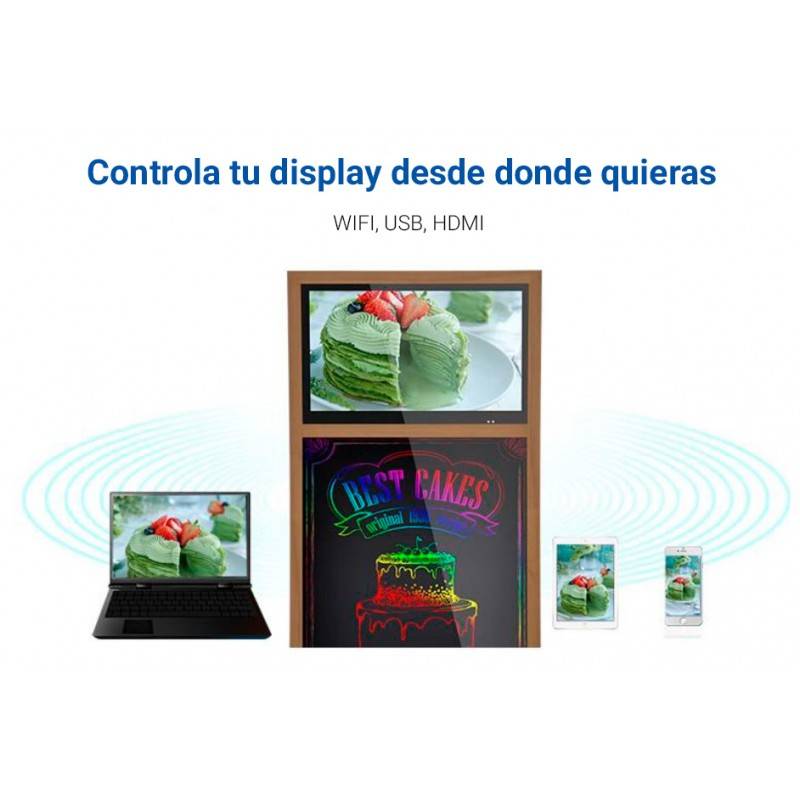 21.5" LCD portable advertising display with whiteboard and battery pack