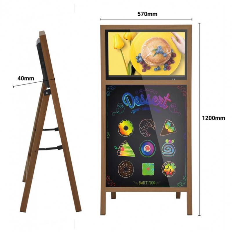 21.5" LCD portable advertising display with whiteboard and battery pack