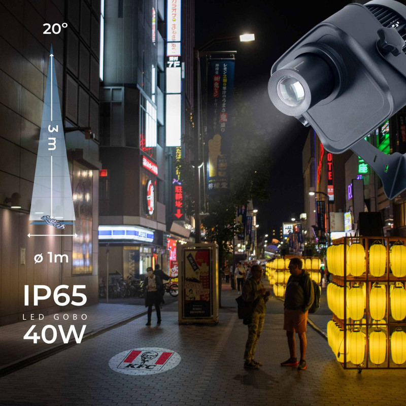 GOBO 40W rotating outdoor LED spotlight - IP65