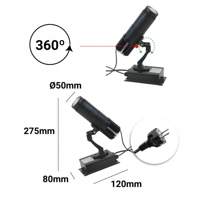 Fixed LED GOBO projector - 10W - Indoor - 20° Optics - IP20