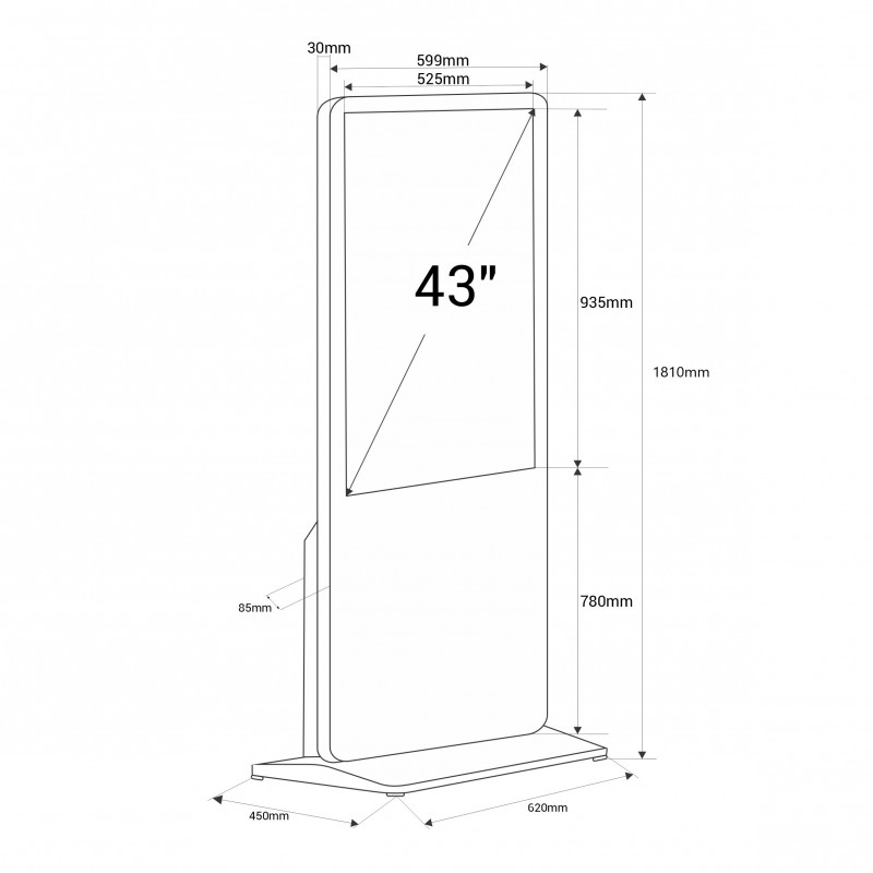 Indoor advertising totem - Full HD 43" LCD - Touch / Non touch screen - Android