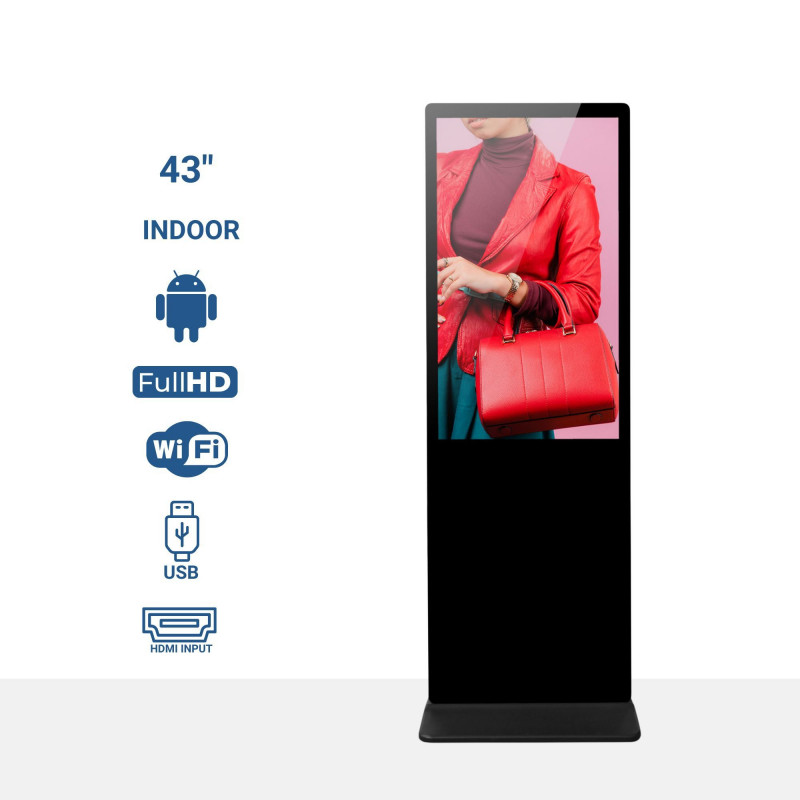 Indoor advertising totem - Full HD 43" LCD - Touch / Non touch screen - Android