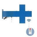 Croce LED veterinario monocolore blu - 50x50cm - Bifacciale - Esterno