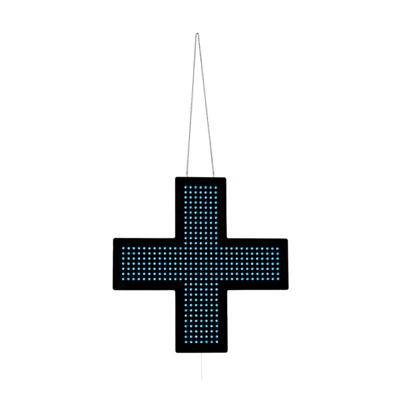 LED-Kreuz für Tierarztpraxis einfarbig blau - 60x60 cm - einseitig - IP20