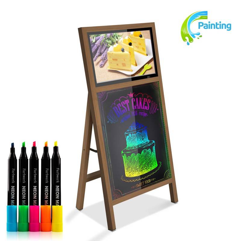 Display publicitário portátil LCD 21,5" com quadro negro e bateria