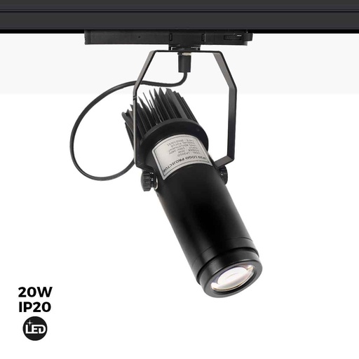 [BLP20I-TRI-F] LED Logo-Projektor für 3-Phasen Stromschienen - 20W - 2200lm - IP20