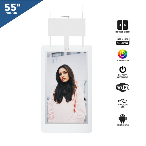 [D5508DH] 55" Full HD LCD Pendant Advertising Display - Double sided - IP20