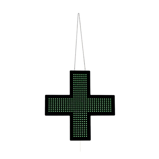 [CZ6060-VE] Cruz de farmácia LED monocromática verde - 60x60cm - Uma face - IP20