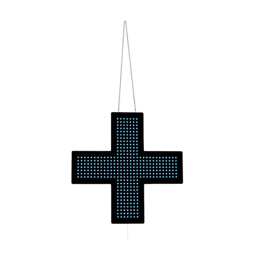 [CZ6060-AZ] Croix de vétérinaire LED monochrome bleue - 60x60cm - Simple face - IP20